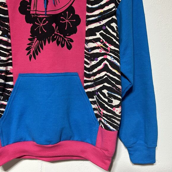 Upcycled Reworked Refashioned Womens/Mens Hoodie Sweatshirt OOAK Color Block - Picture 6 of 12